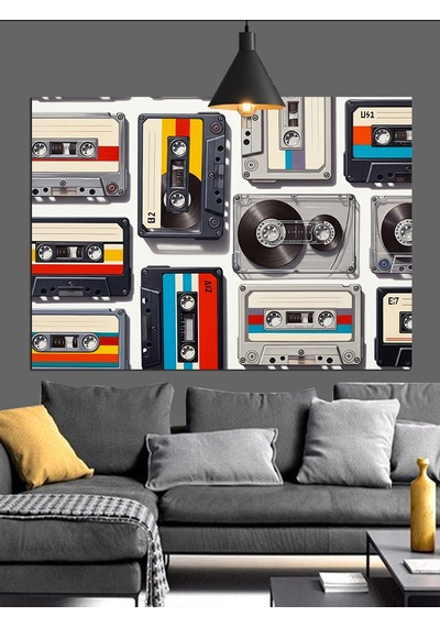 Eski Kasetçalar Ve Müzik Setleri Dekoratif Kanvas - Mdf Ahşap Tablo