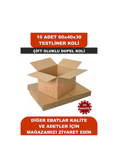10 Adet 60x40x30 Ev Taşıma Kolisi, Çeyiz Kolisi, Boş Koli, Çift Oluklu Tssst Dopel