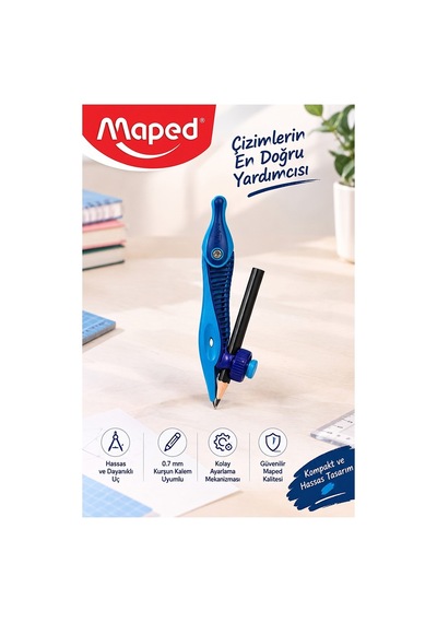 Plastik Pergel Kurşun Kalemli 1 Adet Maped Kidz 191611 Pergel Matematik Geometri Mimari Proje Teknik Çizim