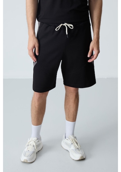 Air Jones Tommy Life Siyah Pamuklu Kalın Yumuşak Dokulu Standart Fit Basic Erkek Şort - 81281 Siyah
