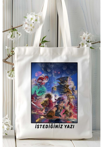 Art Hediye Chrono Cross Oyun Baskılı Bez Çanta Omuz Çantası Kişiye Özel Model 1 Çok Renkli
