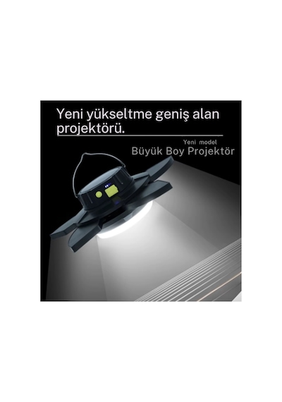 Güneş Enerjili Katlanabilir Led Kamp Lambası- 4000 Mah Powerbank Özellikli Siyah
