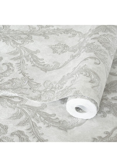 Adawall Ancient Petal Design Wallpaper Zengin Damask Desen Rococo 1303-1/15 Gri, Krem 1.06x15.6m - 16.5m² Çok Renkli