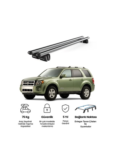 Pençe Ford Escape 2008-2012 Uyumlu Gri Ara Atkı 109cm Port Bagaj Tavan Barı