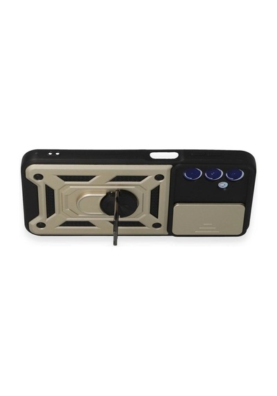Samsung Samsung Uyumlu Galaxy M34 5g Kılıf Pars Lens Yüzüklü Silikon - Gold