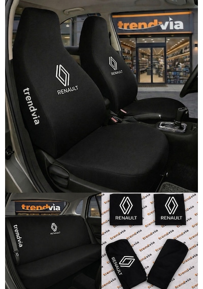 Renault Yeni Logolu Oto Koltuk Kılıfı Ön Arka Set Penye Universal Koltuk Koruyucu Servis Kılıfı 97153458