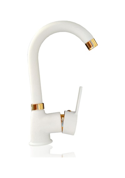 Beyaz Altın Lüks Lavabo Bataryası Delta Beyaz Gold Lavabo Musluk Gold