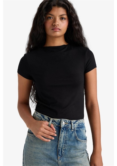 Defacto Slim Fit Siyah Kadın T-shirt E5906ax/bk81 Siyah