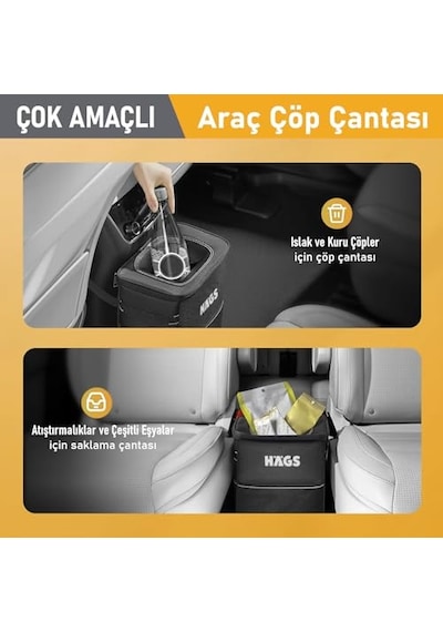 Kapaklı Araç Çöp Kovası, Su Geçirmez Ve Çok Amaçlı Düzenleyici Çanta 6998