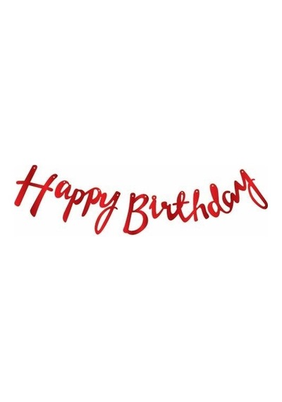 Kırmızı Happy Birthday Kaligrafi Banner
