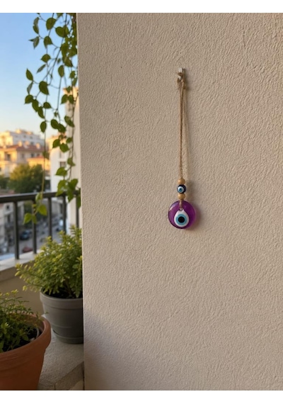 Nazar Boncuğu Dikiz Aynası Süsü Pembe Renkli 4 Cm Duvar Süsü El Yapımı Cam Kapı Süsü Araba