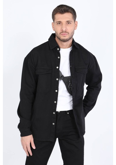 Erkek Oversize Jean Gömlek Siyah 001