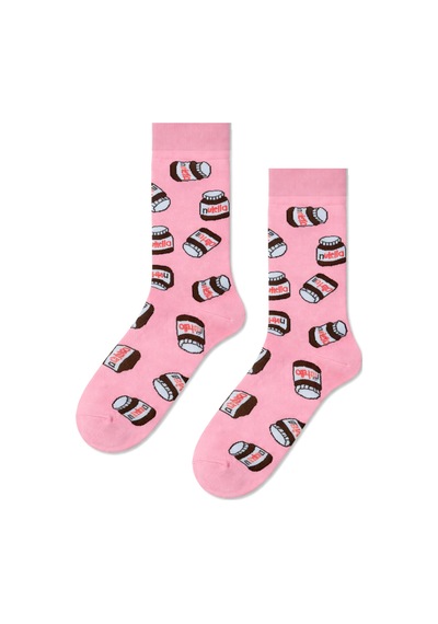 Carnaval Socks Pembe Yummy Nutella Desenli Renkli Soket Çorap Çok Renkli