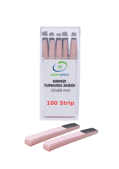 Aropi Turnusol Kağıdı Kırmızı 100 Test Stripi 10x68mm Litmus Pap