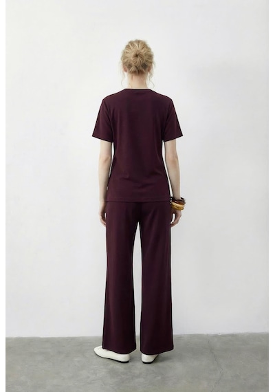 Shade Kadın Fularlı Bağlama Detaylı T-shirt Yüksek Bel Pantolon Alt-üst Takım 7630 60286041 - Bordo Shade Kadın Fularlı Bağlama Detaylı T-shirt Yüksek Bel Pantolon Alt-üst Takım 7630 60286041 - Bordo