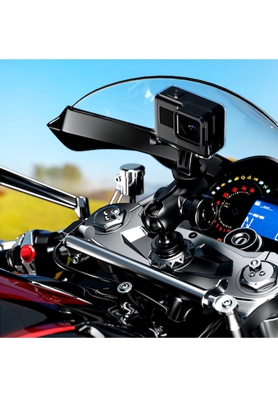 10mm Vida Bağlantılı Motosiklet Telefon Tutucu Ve Aksesuar Aparatı Siyah
