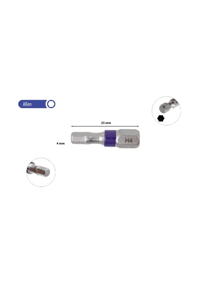 Ceta Form 4 X 25 Mm Allen Bits Uç Renk Kodlu Cb/1840tc