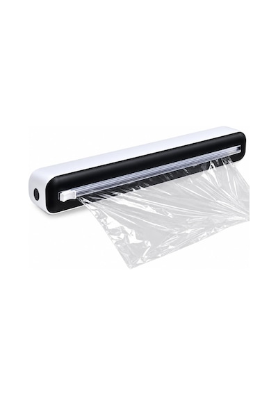 Streç Film Ve Folyo Kesme Aparatı - Duvara Monte Ve Tezgah Üstü Kullanım - Entegre Kesicili Mutfak Dispenseri - Manyetik Sabitleme - 35 X 8 Cm - Siyah Beyaz Ahşap - Siyah