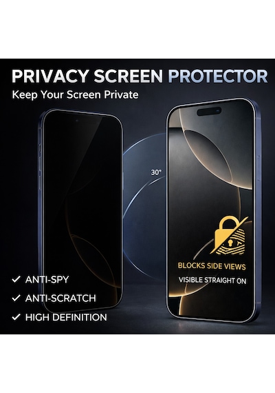 Apple iPhone 16 Pro Max Uyumlu Hayalet Ekran Koruyucu Gizli Privacy