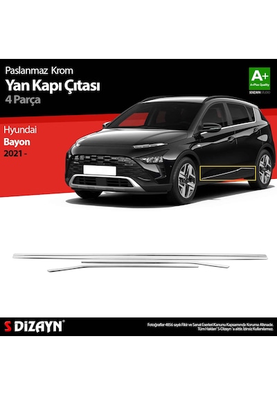 S-Dizayn Hyundai Bayon Krom Yan Kapı Çıtası 4 Prç. 2021 Üzeri