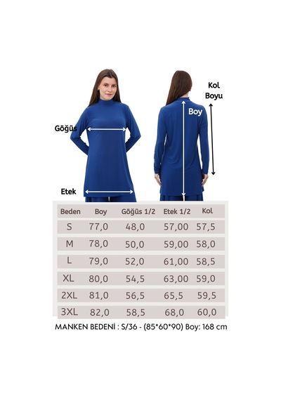 Penyebizden Dik Yaka Sandy Tunik-indigo Mavi