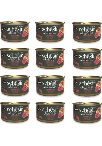 Schesir After Dark Parça Etli Tavuk Ve Sığır Etli Kedi Konserve 80 Gr. X 12 Adet