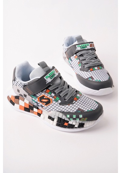 Muggo Block Renkli Blok Tabanlı Cırtlı Ve Bağcıklı Çocuk Sneaker Spor Ayakkabı Gri Muggo Block Renkli Blok Tabanlı Cırtlı Ve Bağcıklı Çocuk Sneaker Spor Ayakkabı Gri