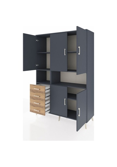 Hyperion Dolap 7 Raflı 4 Çekmeceli 5 Kapaklı 132x44x195 Antrasit-antrasit/çam Antrasıt/atlas Çam Hyperion Dolap 7 Raflı 4 Çekmeceli 5 Kapaklı 132x44x195 Antrasit-antrasit/çam Antrasıt/atlas Çam