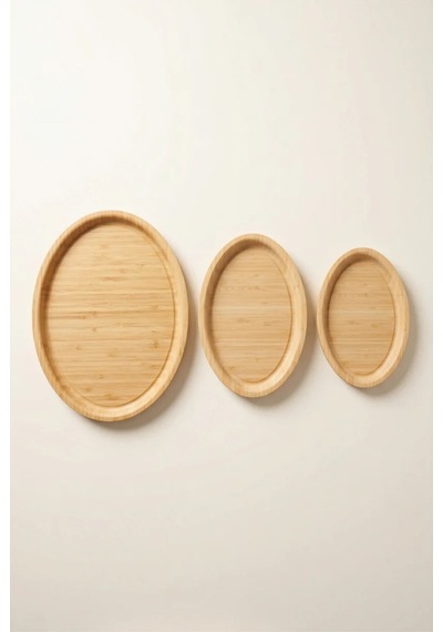 Bambu 3'lü Oval Tepsi Kahverengi - 939637058 Kahverengi