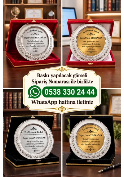 Kadife Kutulu Gümüş Renk Metal Plaket Başak Desenli Kişiye Özel Tebrik Ödül Plaketi Kurumsal Plaketler Kırmızı