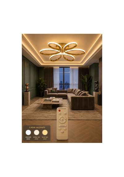 3 Renkli Yonca 6 Lı Eskitme Sarkıt Kumandalı Salon Mutfak Çocuk Odası Yemek Masası Ve Antre İçin Modern Led
