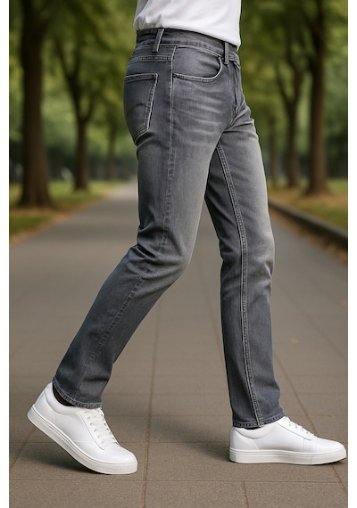 Cedy Denim Xcedy Premium Yüksek Kalite Erkek Klasik 5 Cep Yüksek Bel Regularfit Esnek Boru Paça Pantolon Gri