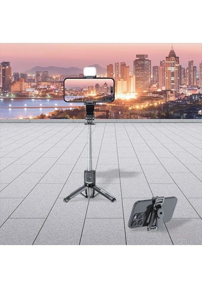 Go Des Gd-st67 Canlı Yayın Dolgu Işıklı Kumandalı 360 Derece Dönebilen Selfie Çubuğu Ve Tripod Siyah