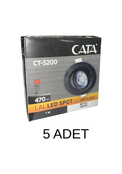 Cata Ct-5200 Lal Led Spot Beyaz Işık 7w - 5 Li Paket Siyah