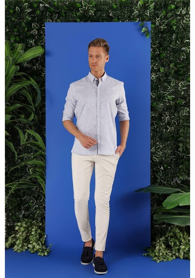 Efor G 1555 Slim Fit Koyu Mavi Klasik Gömlek Mavi