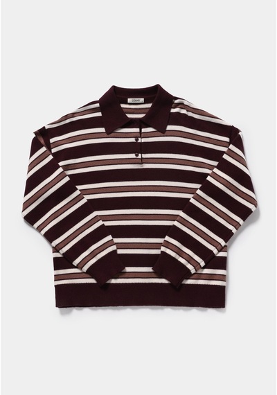 Colin's Colins Regular Fit Polo Yaka Çizgili Kadın Çok Renkli Kazak Cl1082511 Q1.v1 Mtc