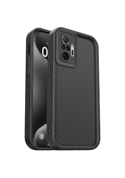 Fibaks Redmi Note 10 Pro Uyumlu Kılıf Kamera Korumalı Yumuşak Dokulu Darbe Emici Siyah Silikon Kapak