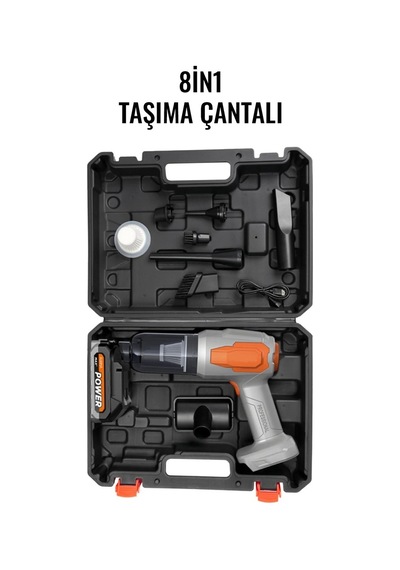 Miaxtreme 120w 20.000pa Güçlü Vakumlu 8in1 Araç Içi Üfleme+emme Süpürge 7.500mah Çıkarılabilir Batarya Süpürge