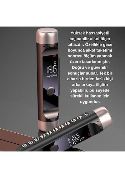 Techtic 3 Ü 1 Arada Alkolmetre Yüksek Hassasiyetli Sensör Acil Durum Güvenlik Çekici Numaratör