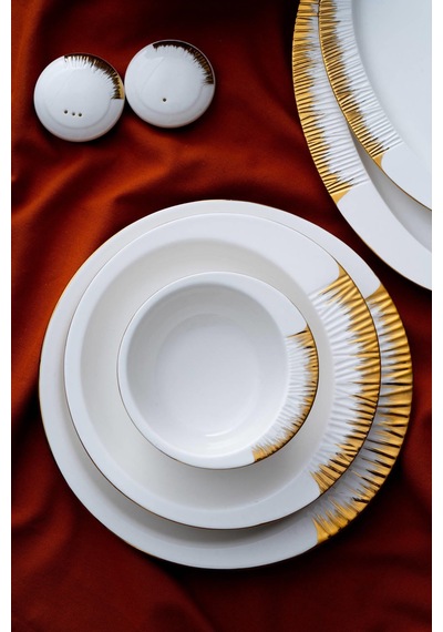 Acar Sherry Gold 6 Kişilik 29 Parça Yemek Takımı Beyaz - Gold