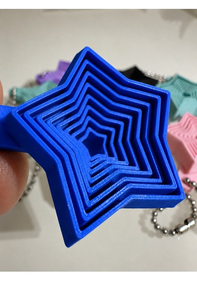 3d Baskı Yıldız Fidget Anahtarlık - Hareketli Gerginlik Oyuncağı Ve Çanta Aksesuarı-mavi