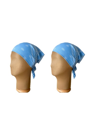 Pamuklu Klasik Desen Unisex 2li Bandana Seti Renkli Bandana Etnik Desenli A Kalite Bandana Açık Mavi