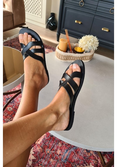 004 4305 Topukla Kadın Hakiki Deri Bodrum Kadın Sandalet 001