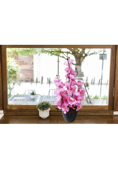 Saksıda Bahardalı 4lü Set Dekoratif Rengarenk Yapay Çiçek