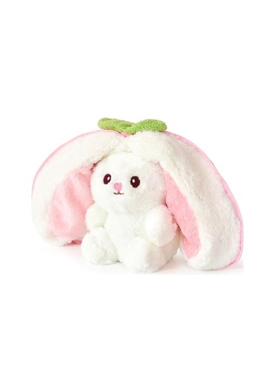 Özgüner Oyuncak Pelüş Çilek Tavşan,fermuarlı Meyve Çantasında Nakışlı,40 Cm,pembe, Kırmızı, Karpuz, Anana Genel