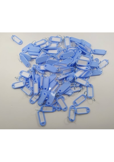 Kimlik Plastik Etiket Anahtarlık 100 Adet Bebe Mavisi