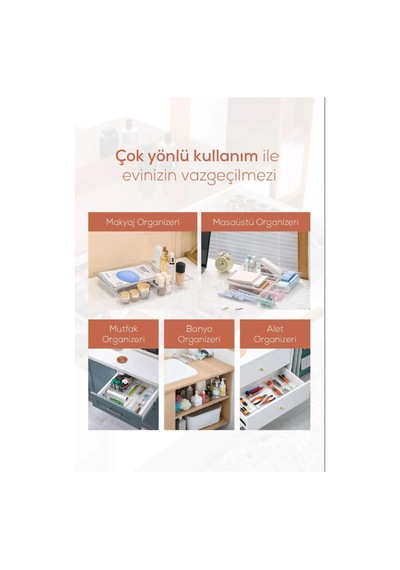 Çekmece İçi Aksesuar Takı Ve Makyaj Punto Organizeri 7,5x7,5x5 Akrilik Gri Tr Diğer