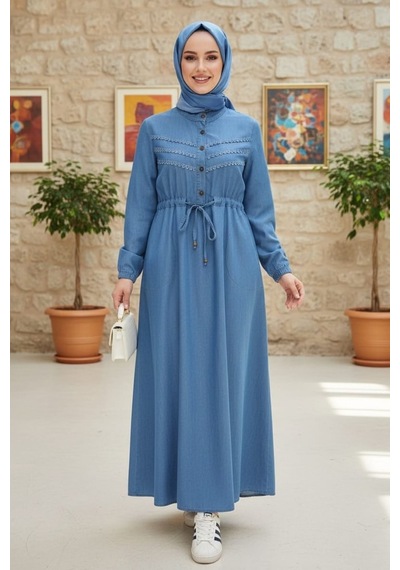 Hb Harma Time Butik Kadın Dantel Detaylı Belden Sıkmalı Cepli Açık Kot Mavi Elbise Açık Mavi Hb Harma Time Butik Kadın Dantel Detaylı Belden Sıkmalı Cepli Açık Kot Mavi Elbise Açık Mavi