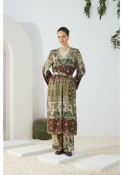 Aker Haki Desenli Britli Kimono Haki Haki