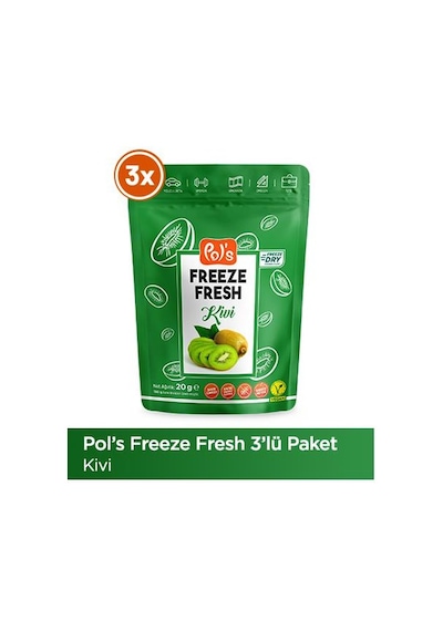 Pol's Freeze Fresh Kivi 3 Adet X 20 G Dondurularak Kurutulmuş Meyve 20 G